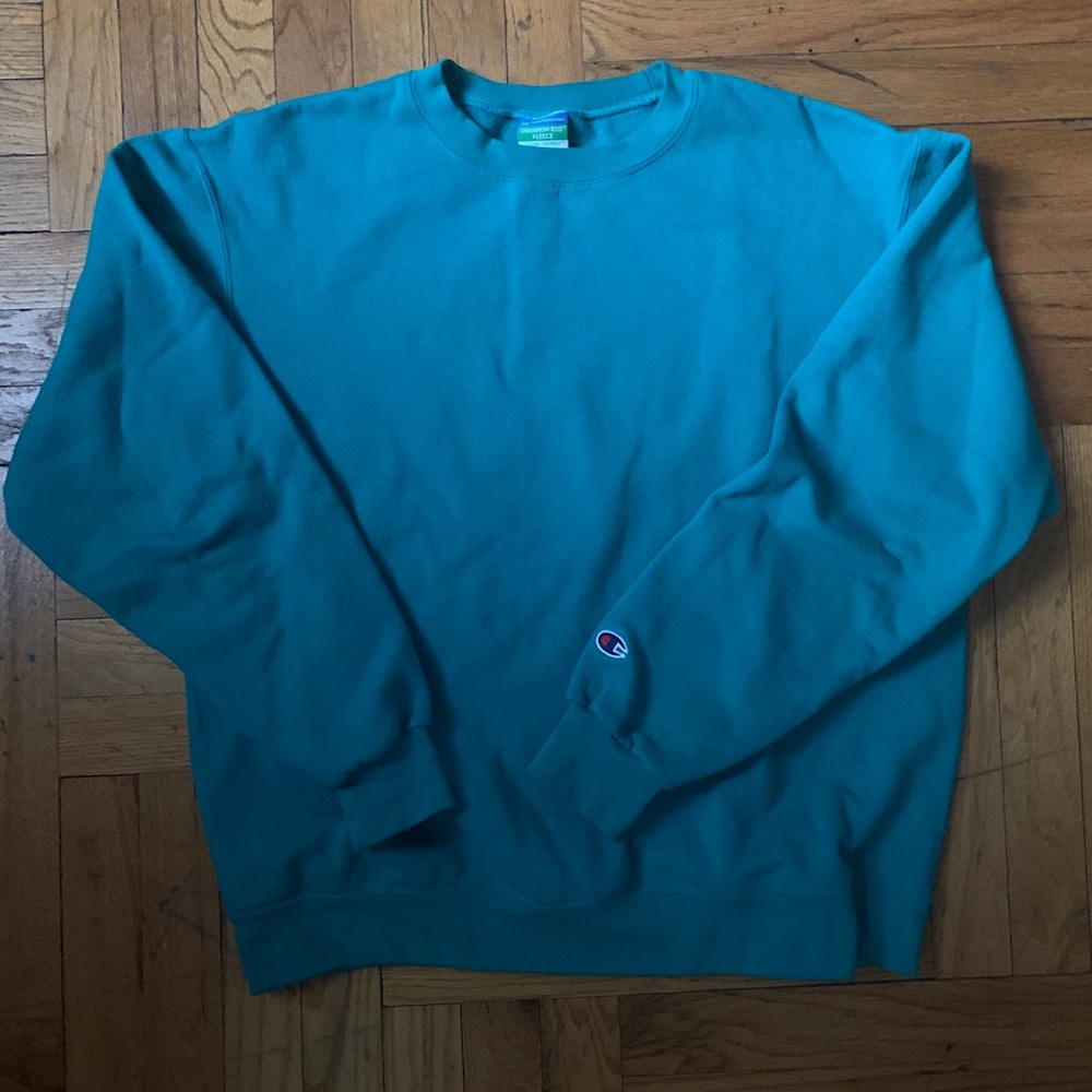 Champion Teal Crewneck Fleece sz L